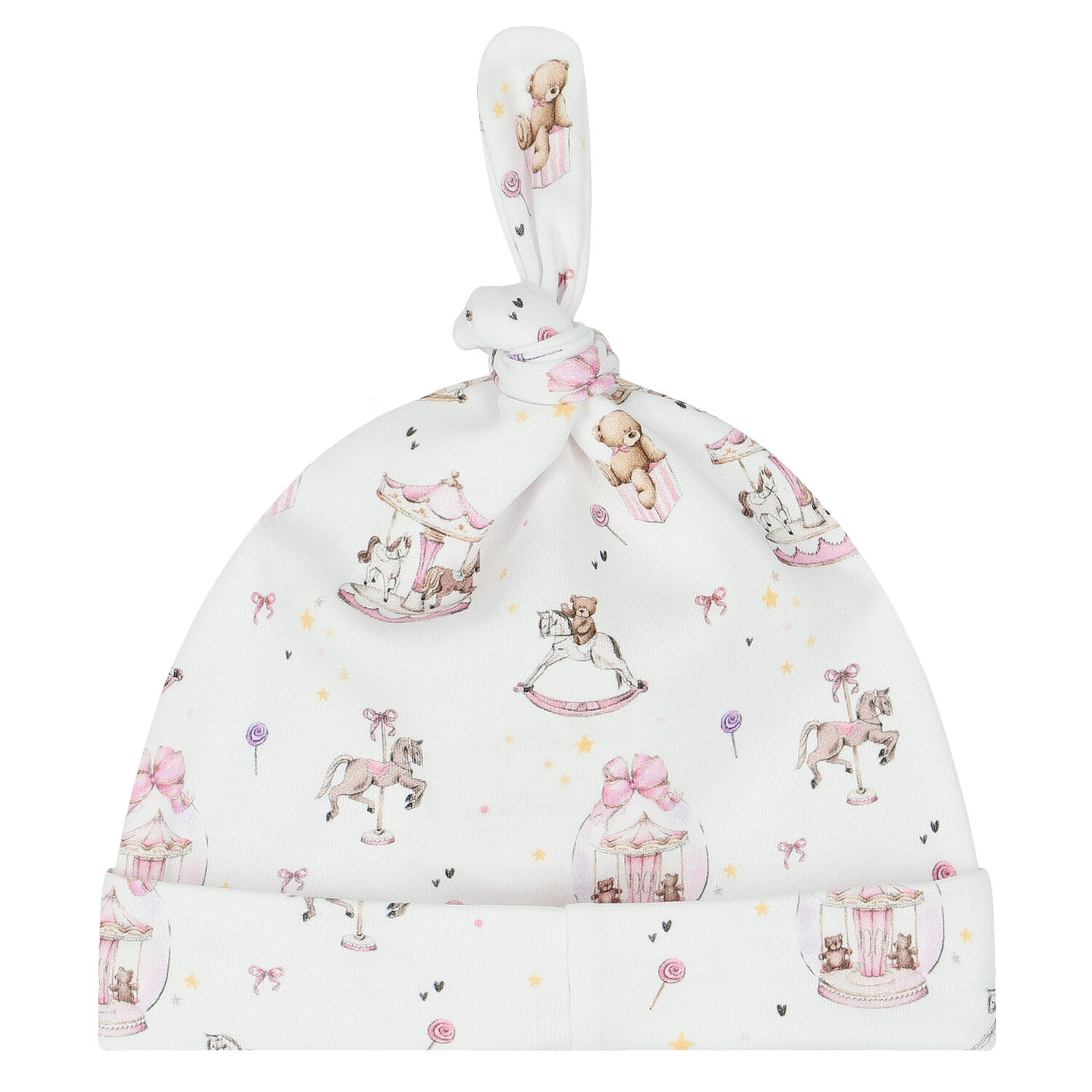 Baby Girls White & Pink Carousel Babygrow Set, 1, hi-res